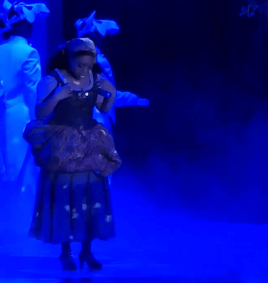 Cinderella broadway musical blue rental transformation dress before transformation front row theatrical rental