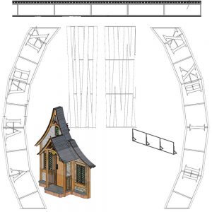 Cinderella Broadway musical rental set Cinderella house and forest scene Front Row Theatrical Rental