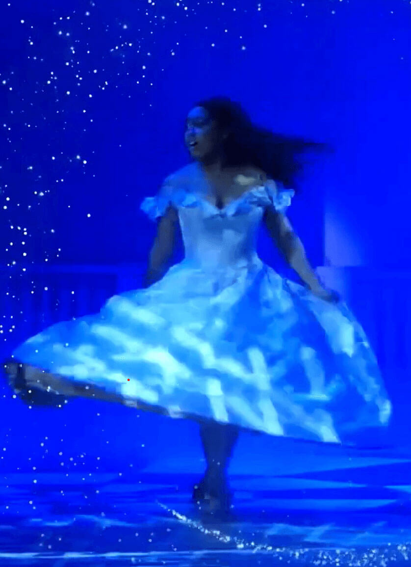 Cinderella broadway musical blue rental transformation dress during transformation front row theatrical rental