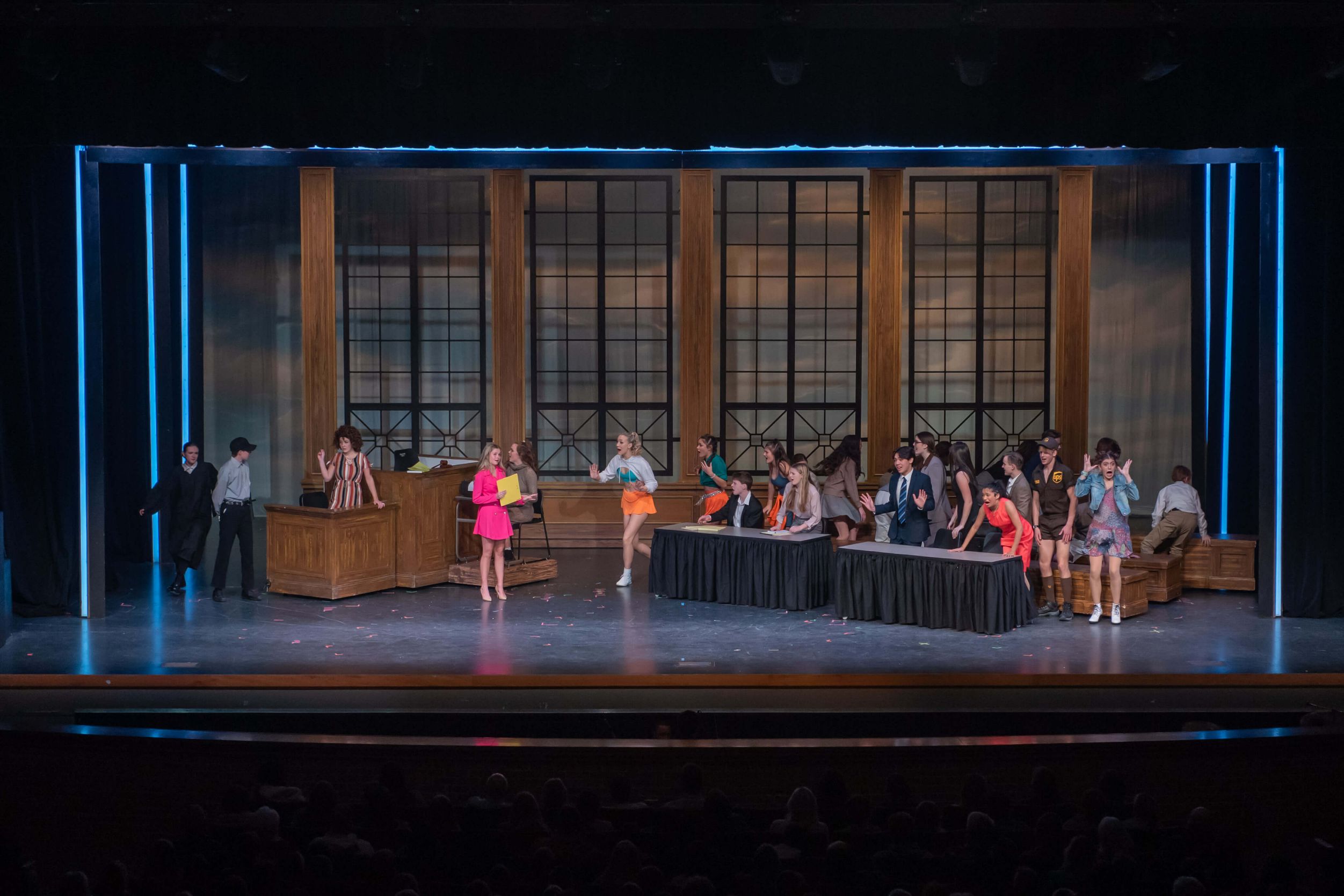 Legally Blonde the musical scenery Rental - Courtroom - Front Row Theatrical Rental