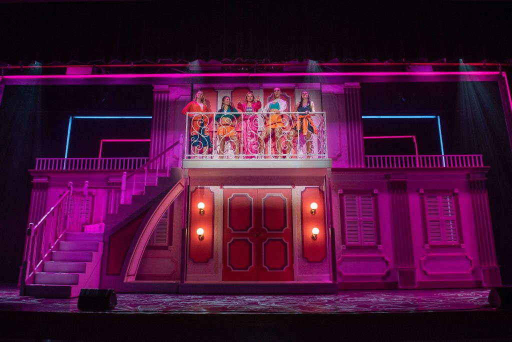 Legally Blonde the musical scenery Rental -Delta Nu house - Front Row Theatrical Rental