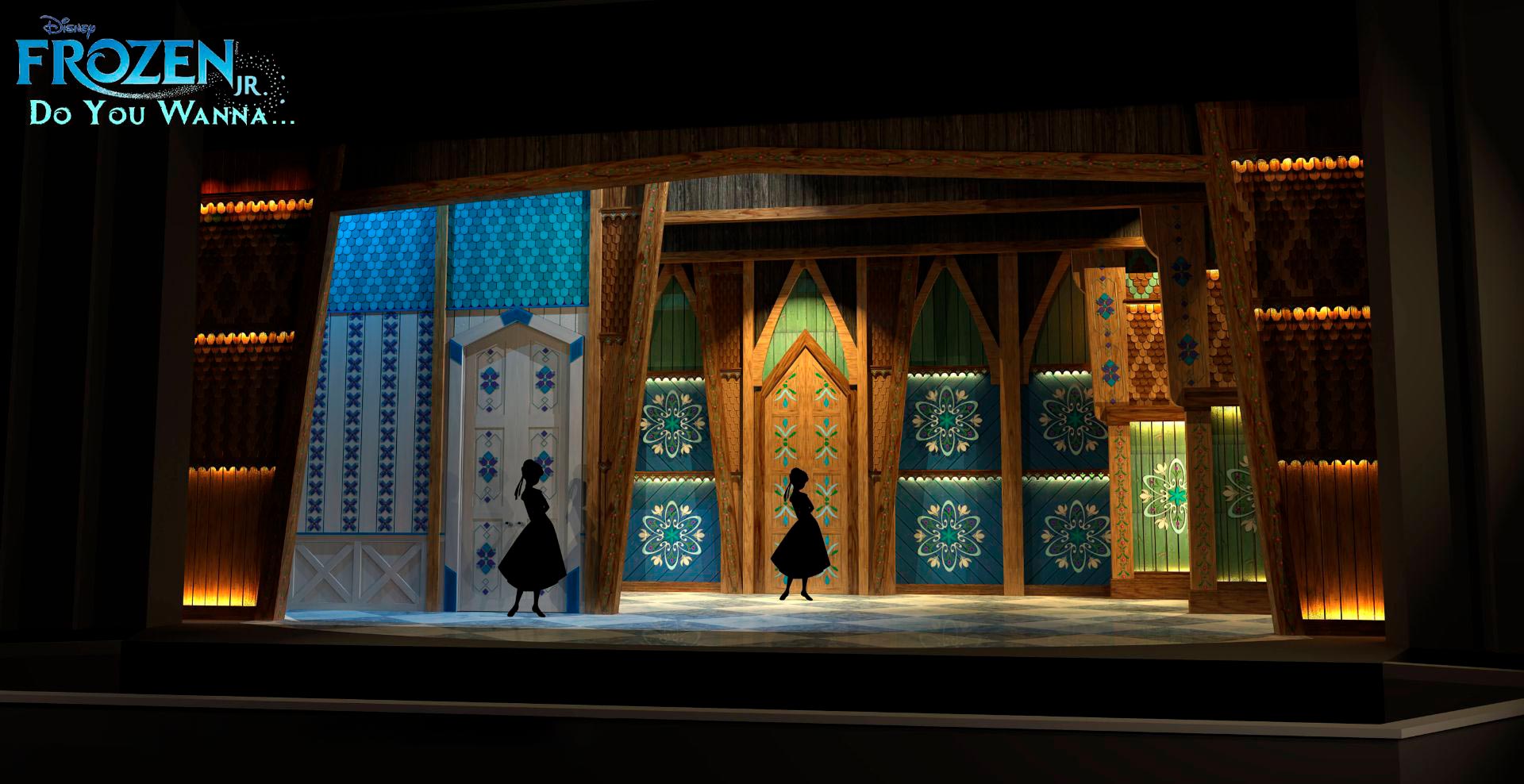 Frozen Do You Wanna Build a Snow Man scenery rental set - Front Row Theatrical Rental - 800-250-3114