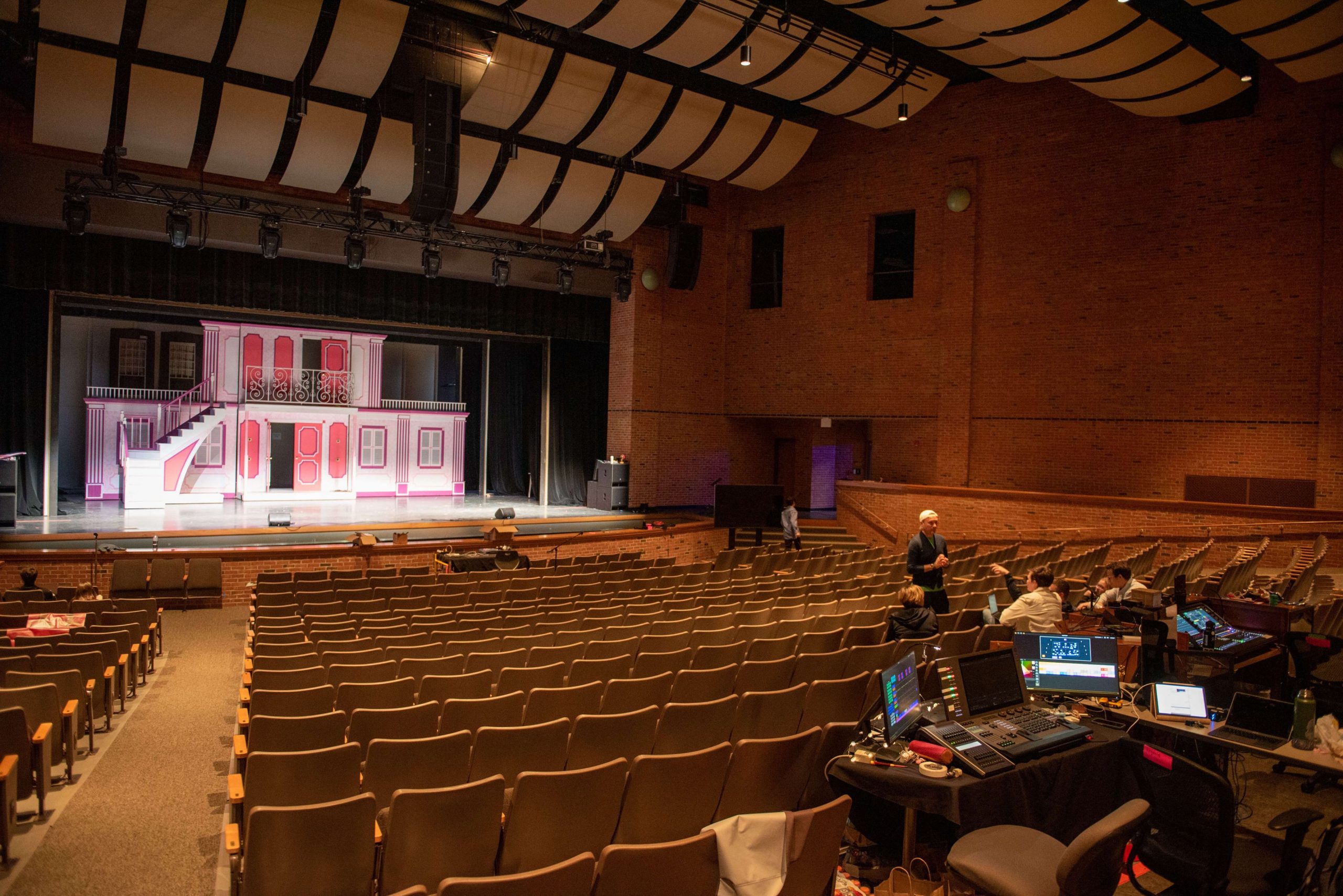 Legally Blonde set rental - Delta Nu house - Front Row Theatrical Rental - 800-250-3114