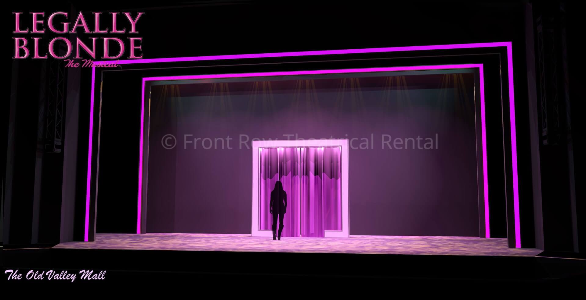 Legally Blonde set rental - Old Valley Mill Mall - Front Row Theatrical Rental - 800-250-3114