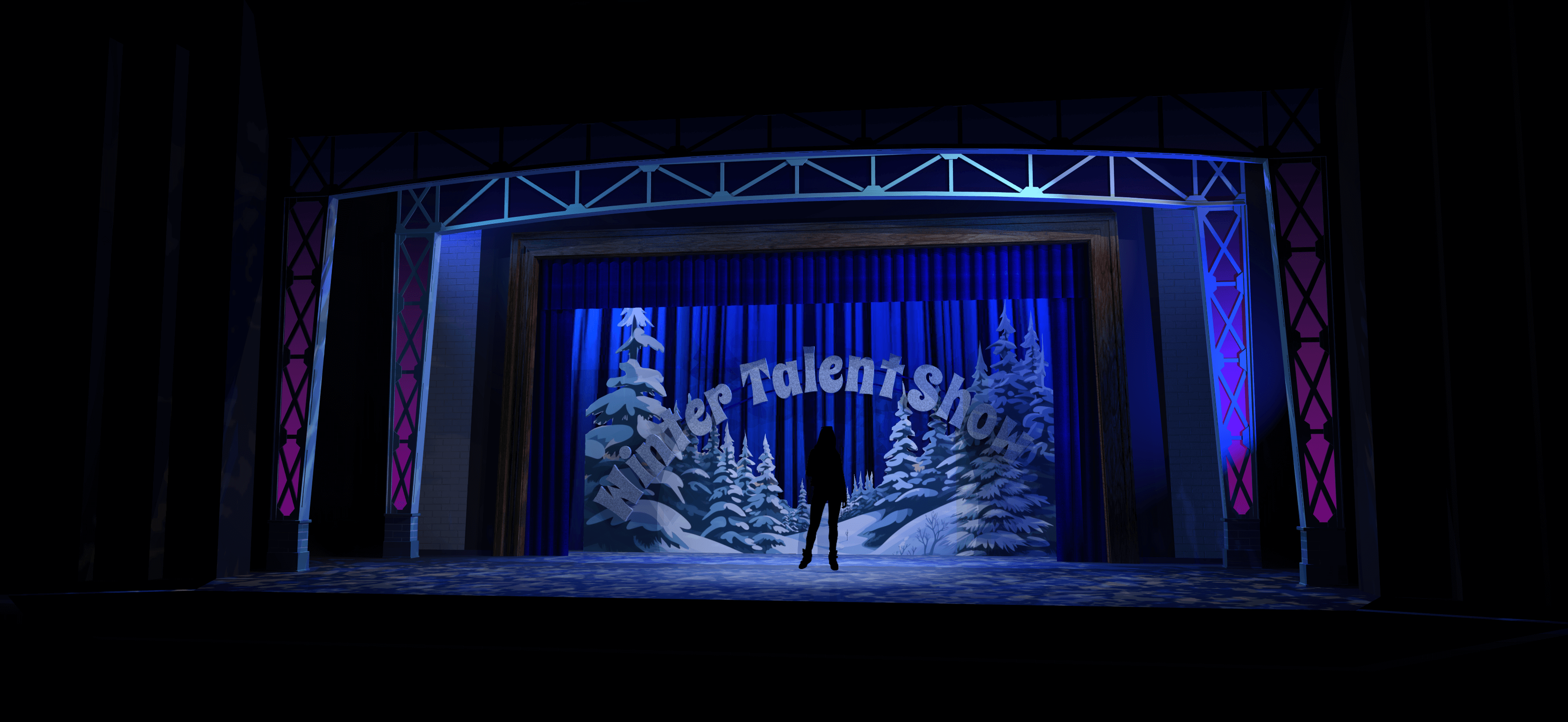 Mean Girls musical rental scenery - Front Row Theatrical Rental - winter talent show rental scene