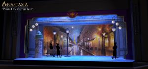 Anastasia scenery rental - Paris holds teh Key musical scene - Front Row Theatrical Rental