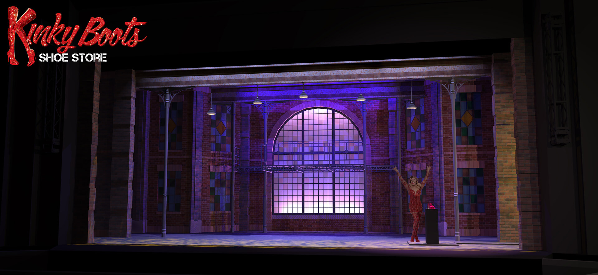 Kinky Boots rental scenery - Front Row Theatrical Rental the shoe store