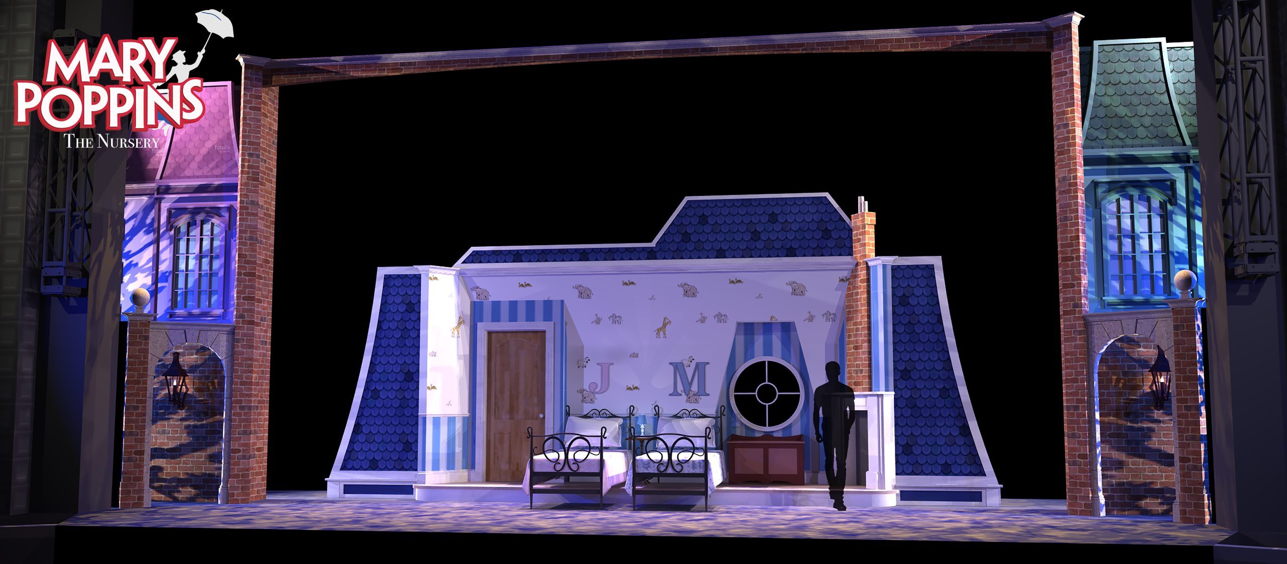Mary Poppins scenic set rental package - Front Row Theatrical Rental - the bedroom
