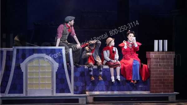 Mary Poppins scenic set rental package - Front Row Theatrical Rental - the roof tops scene